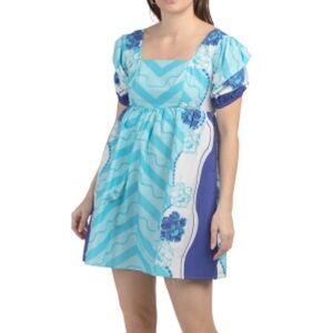 NWT CELINA MOON Puff Sleeve Floral Printed Mini Dress Size Small